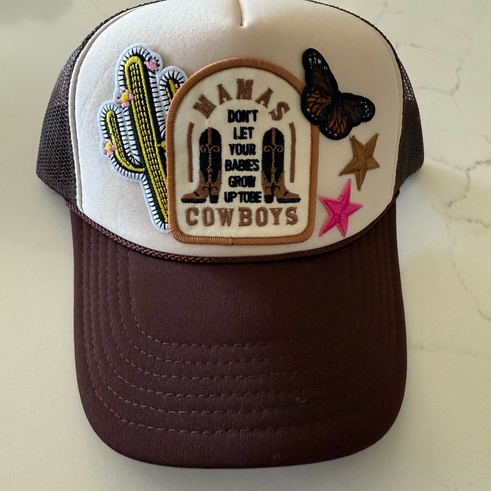 Custom OTTO Brown and Cream Embroidered Trucker Cowboy Hat